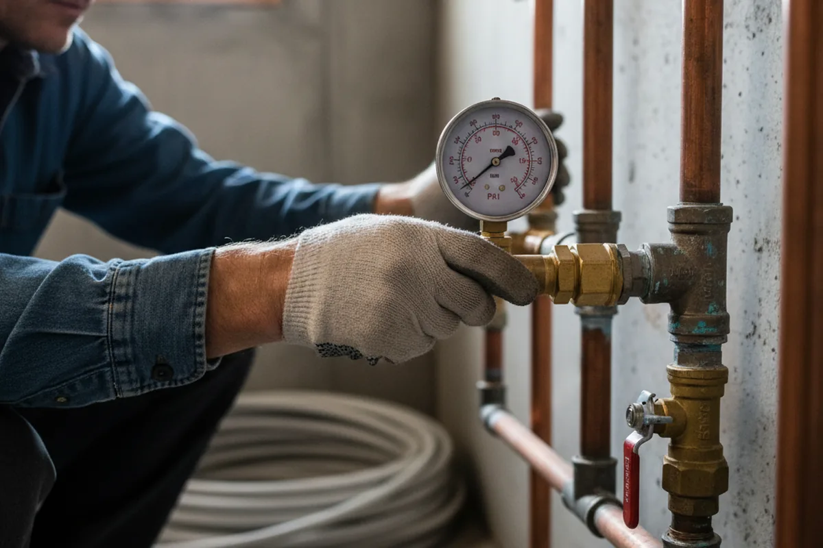 Pressure testing a repaired line during Water Line Repair in Export